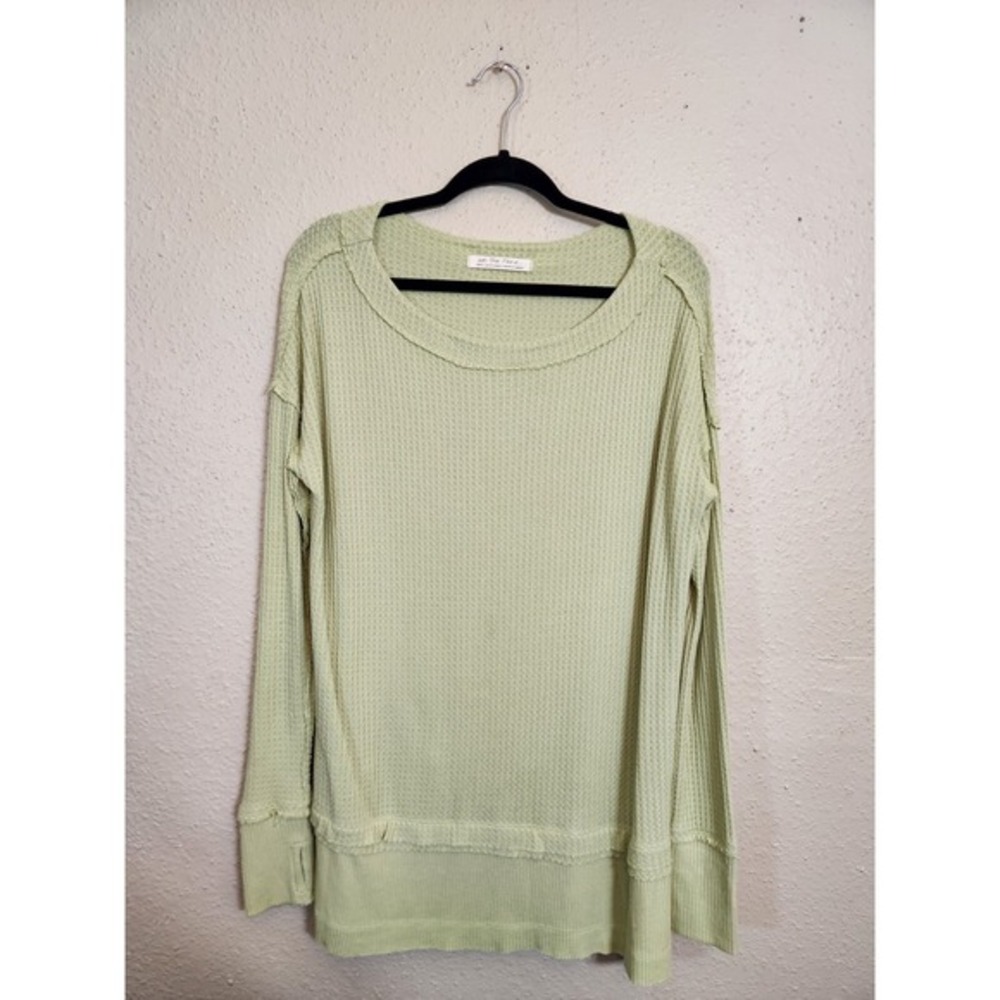 We The Free Womens Light Green Solid Waffle‎ Thermal Swing Tunic T-Shirt Small